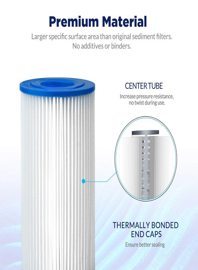 Membrane Solutions 20 Micron Pleated Polyester Sediment Water Filter 10"x2.5" Replacement Cartridge Universal Whole House Pre-Filter Compatible with W50PE, WFPFC3002, SPC-25-1050, FM-50-975 - 6 Pack - Image 4